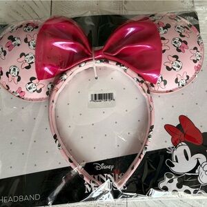 Disney Pink Minnie Mouse Metallic Bow Ear Headband